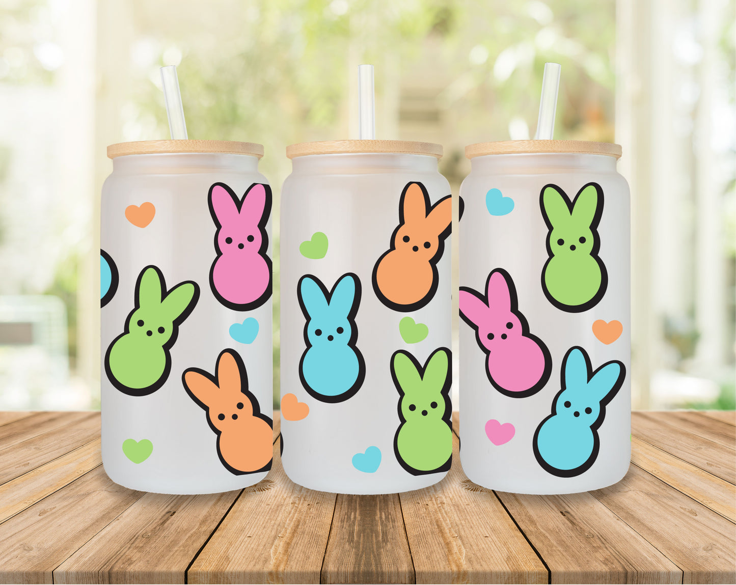 16oz Frosted Glass Easter tumblers