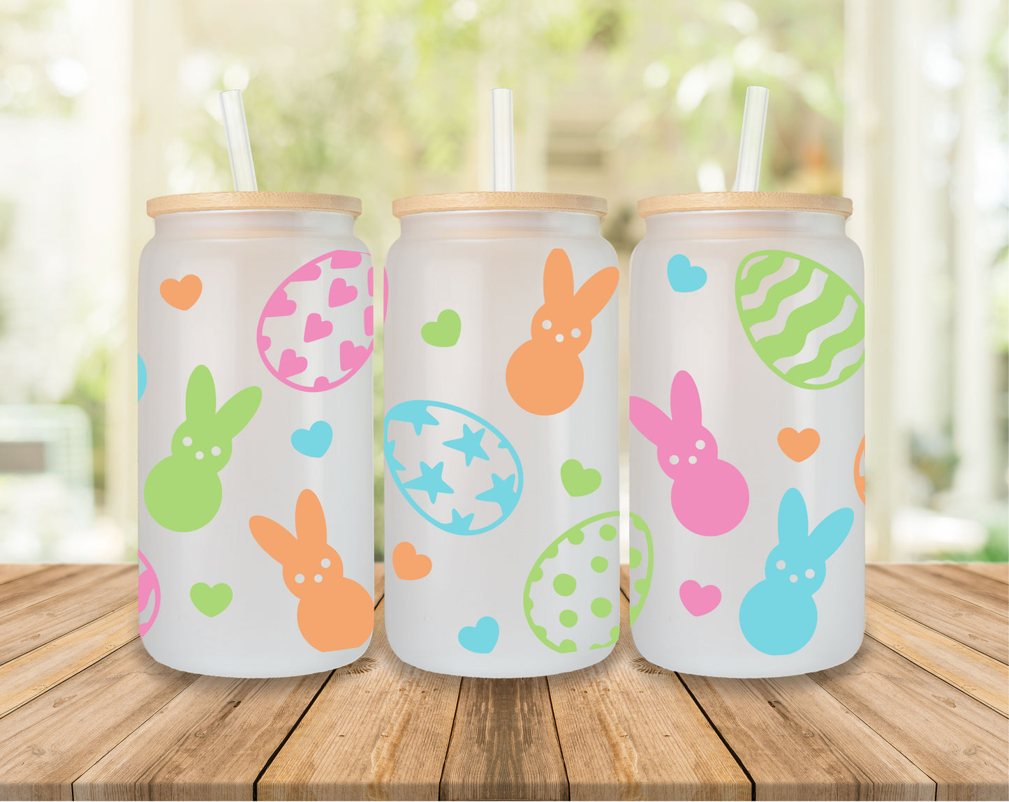 16oz Frosted Glass Easter tumblers