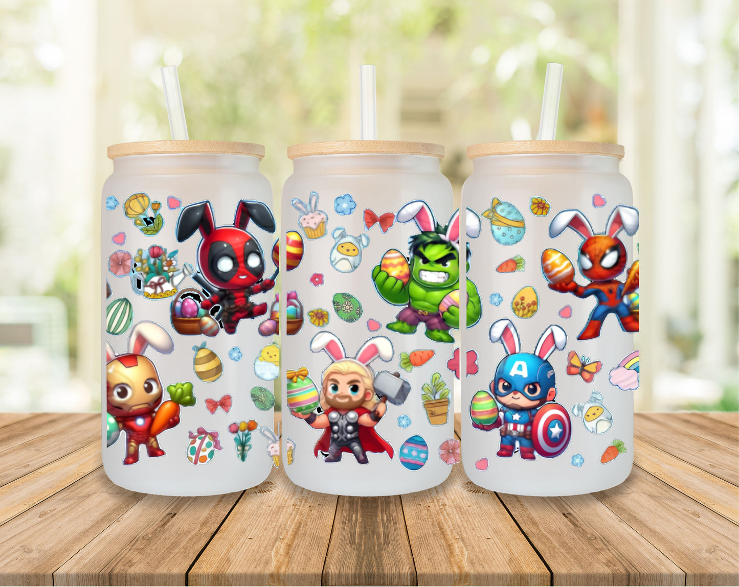 16oz Frosted Glass Easter tumblers