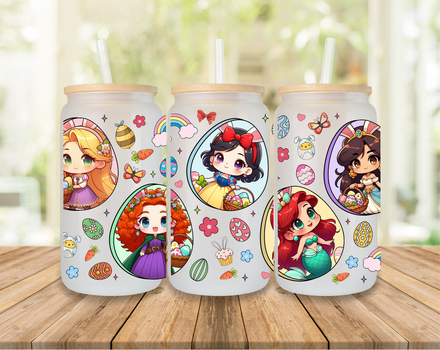 16oz Frosted Glass Easter tumblers