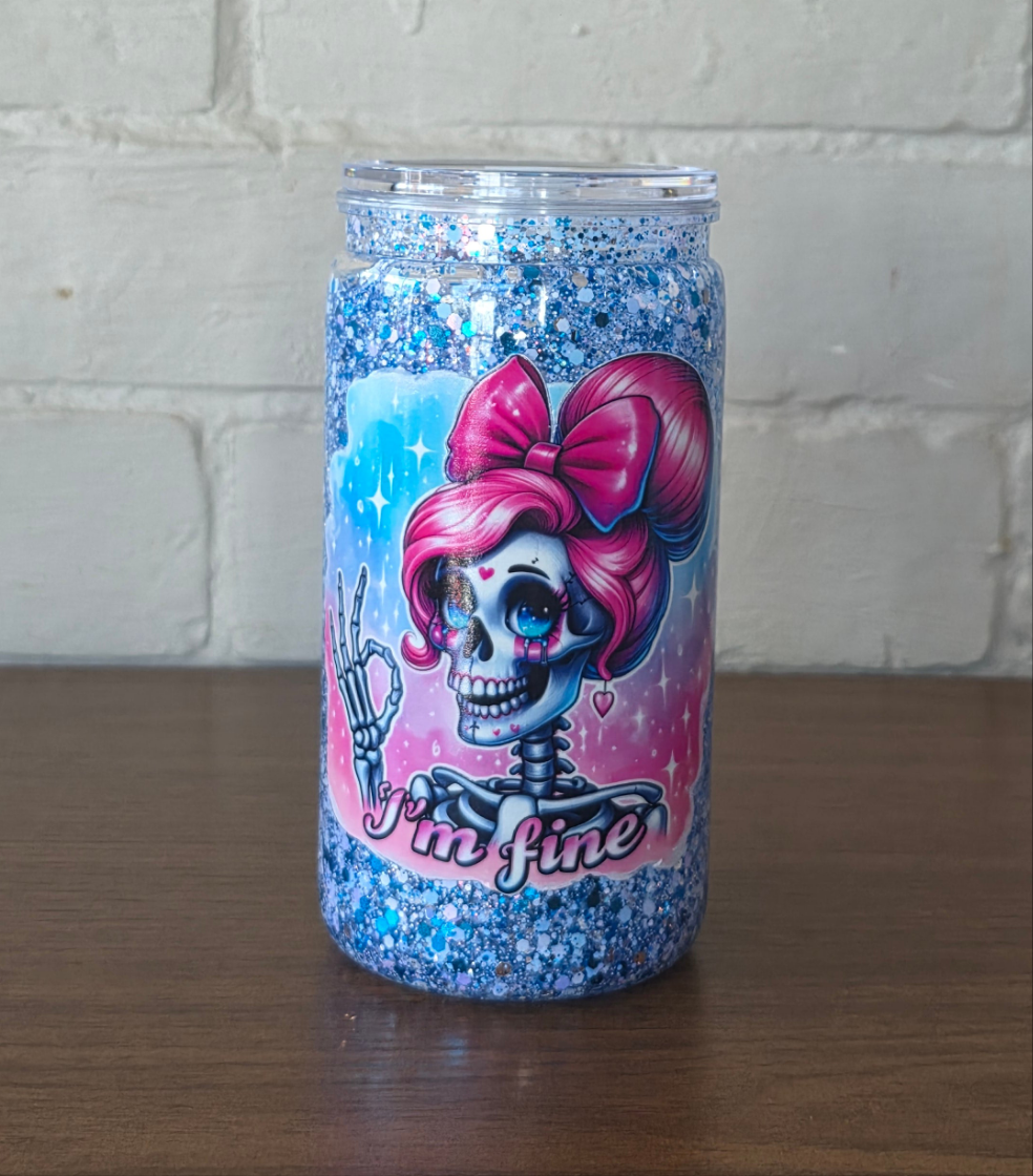 I'm Fine 16oz Snowglobe tumbler