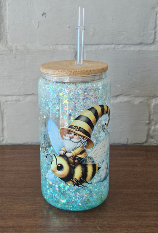 Flying gnome 16oz snow globe tumbler