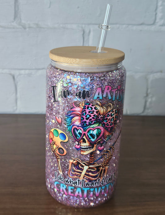 I am an Artist 16oz Snow globe tumbler