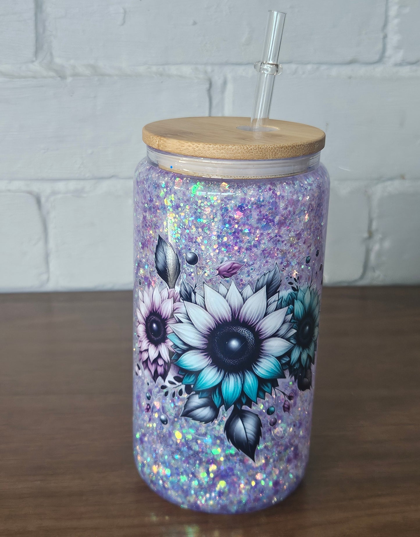 Sunflower 16oz snow globe tumbler