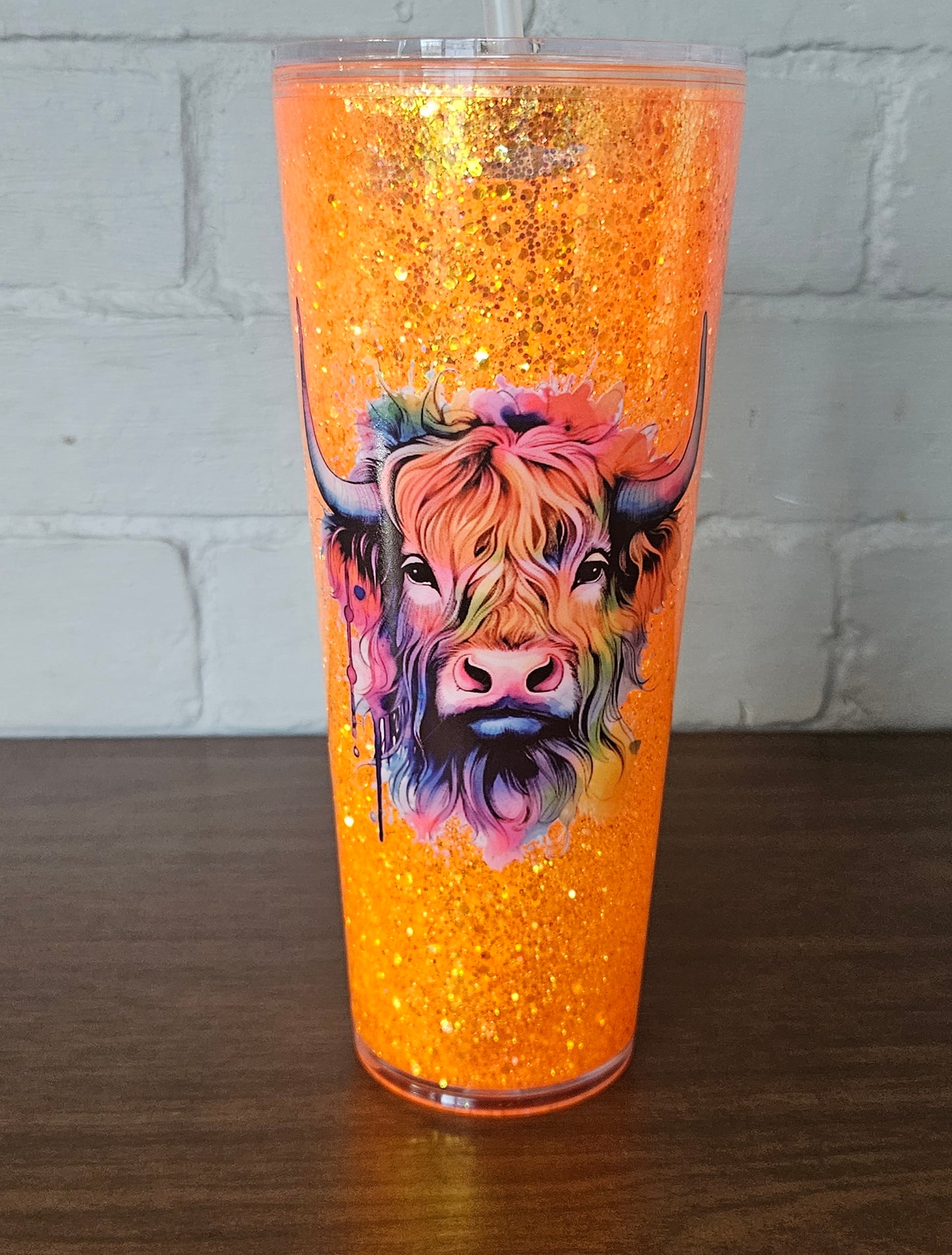 Highland Cow 24oz Snow globe tumbler