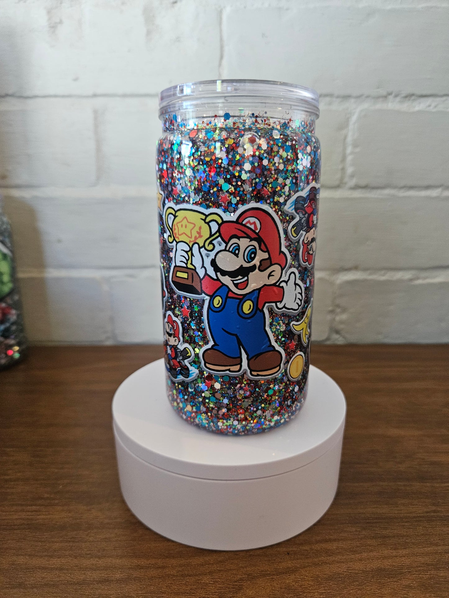 Mario 16oz snowglobe tumbler