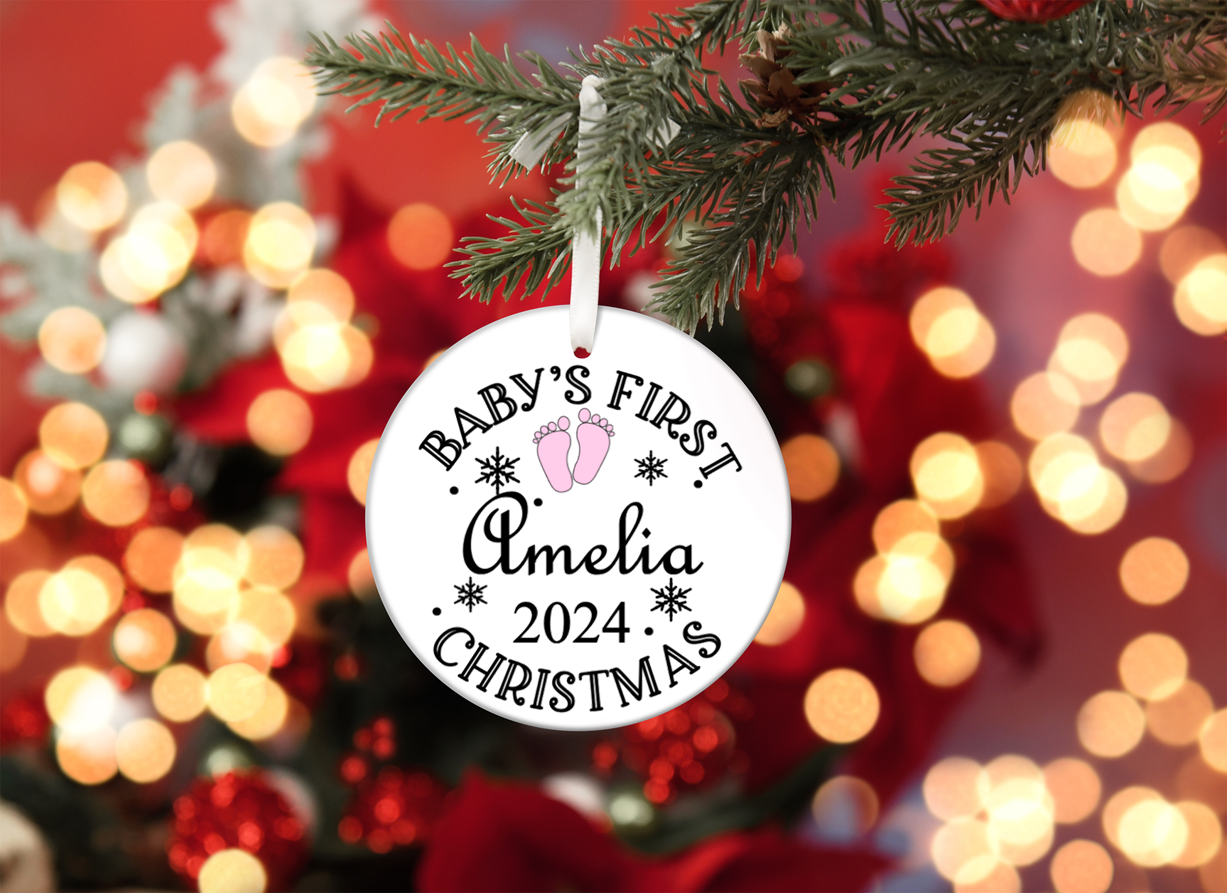 Baby's first christmas ceramic ornament - Personalised