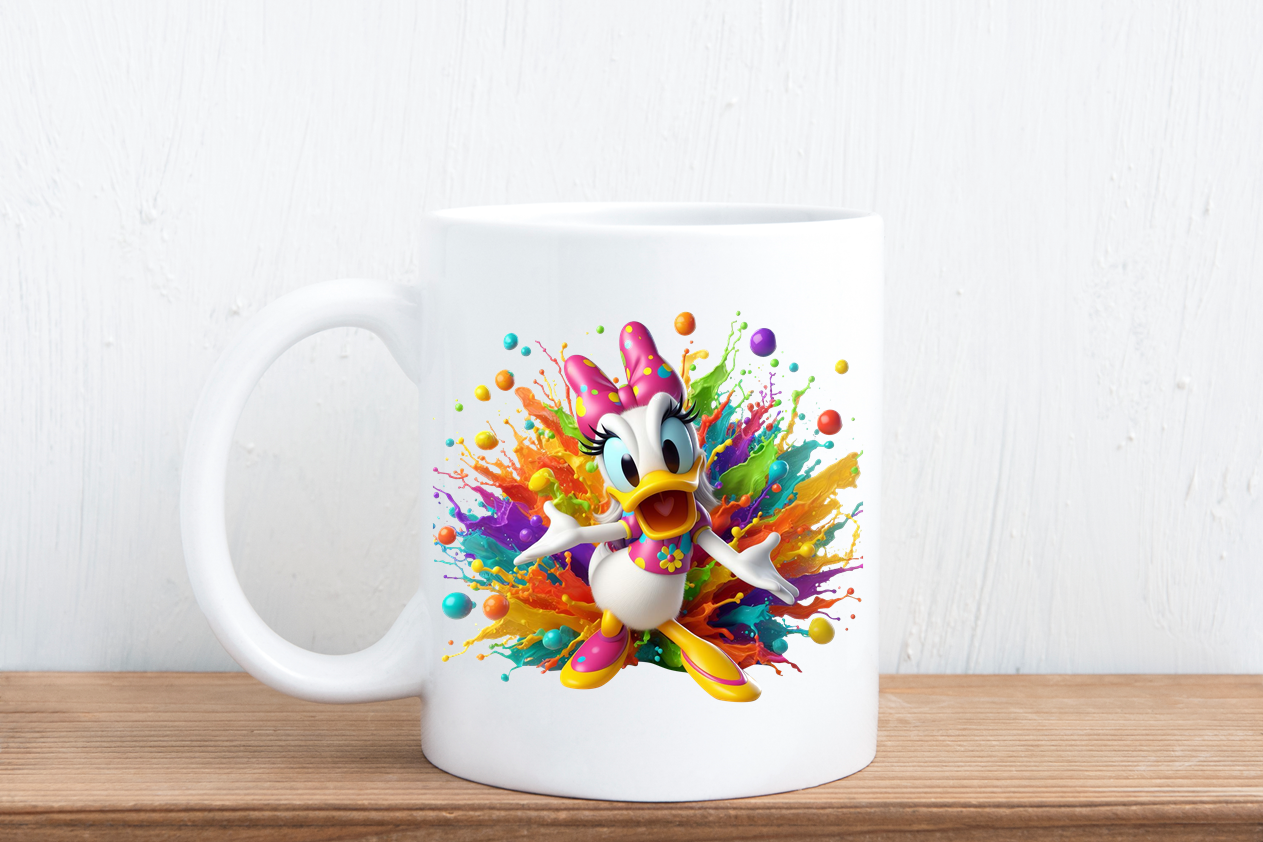 Colour splash cartoon mugs