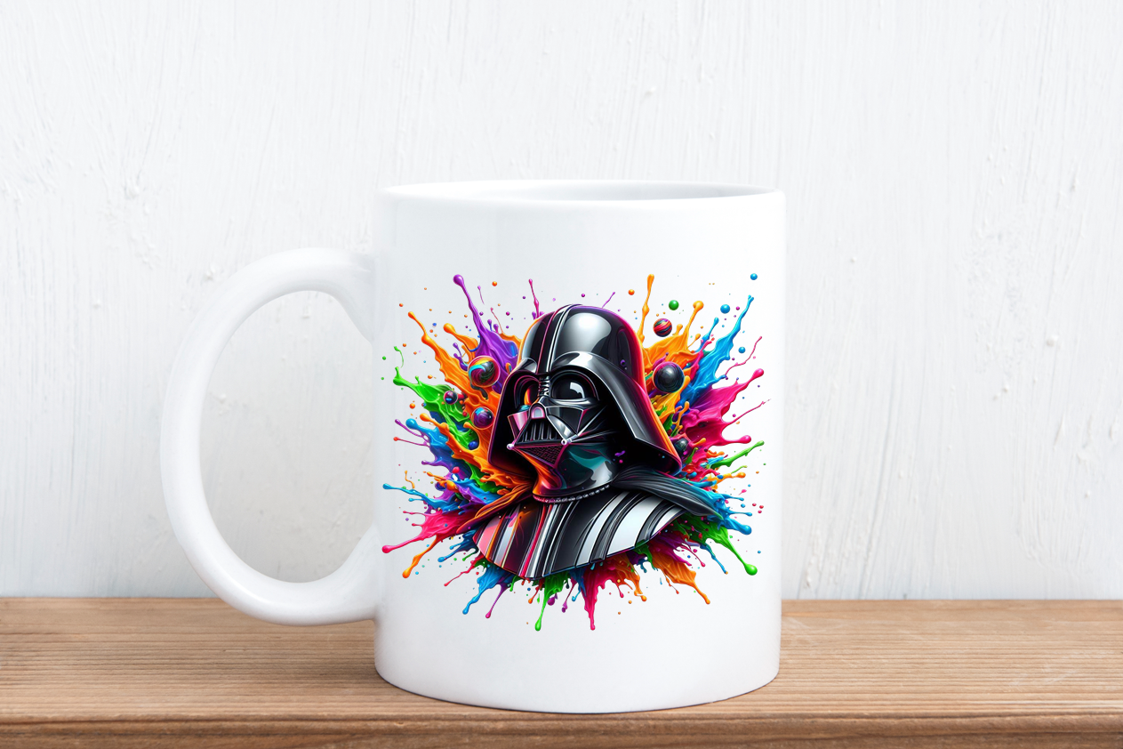 Colour splash cartoon mugs