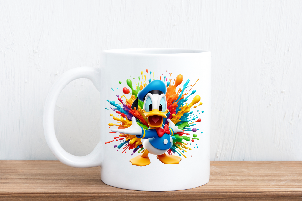 Colour splash cartoon mugs