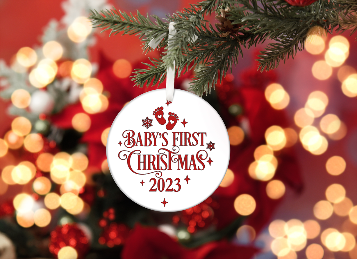 Baby's first christmas ceramic ornament