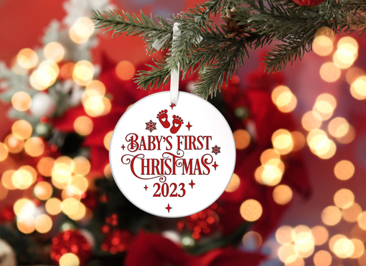 Baby's first christmas ceramic ornament
