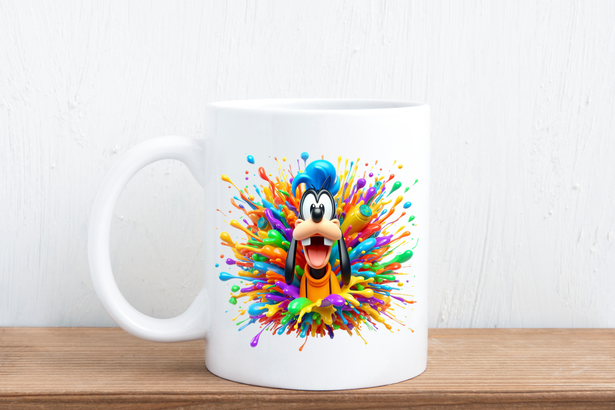 Colour splash cartoon mugs