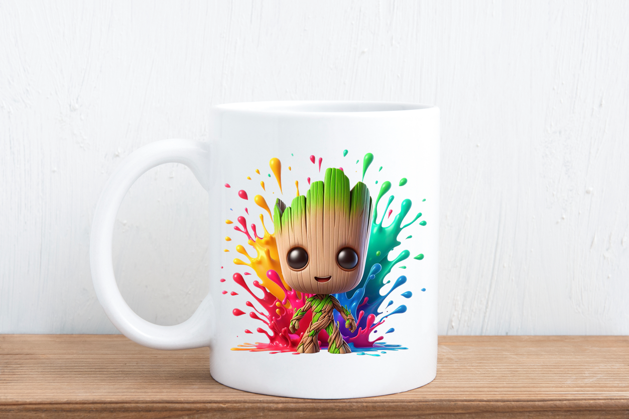 Colour splash cartoon mugs