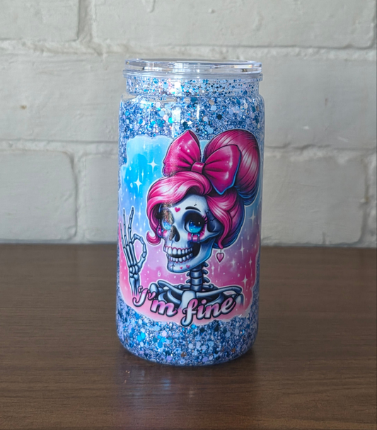 I'm Fine 16oz Snowglobe tumbler