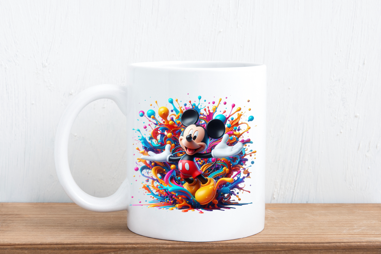 Colour splash cartoon mugs