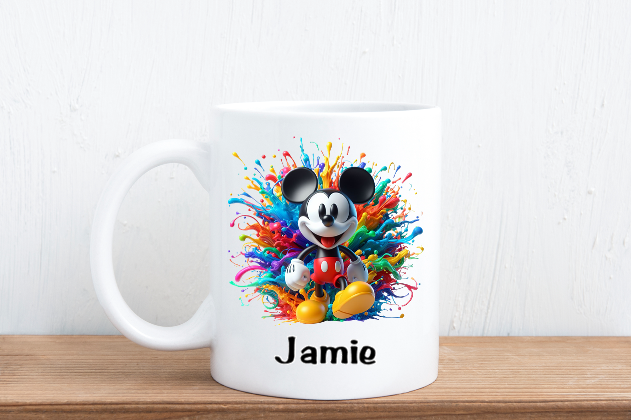 Colour splash cartoon mugs