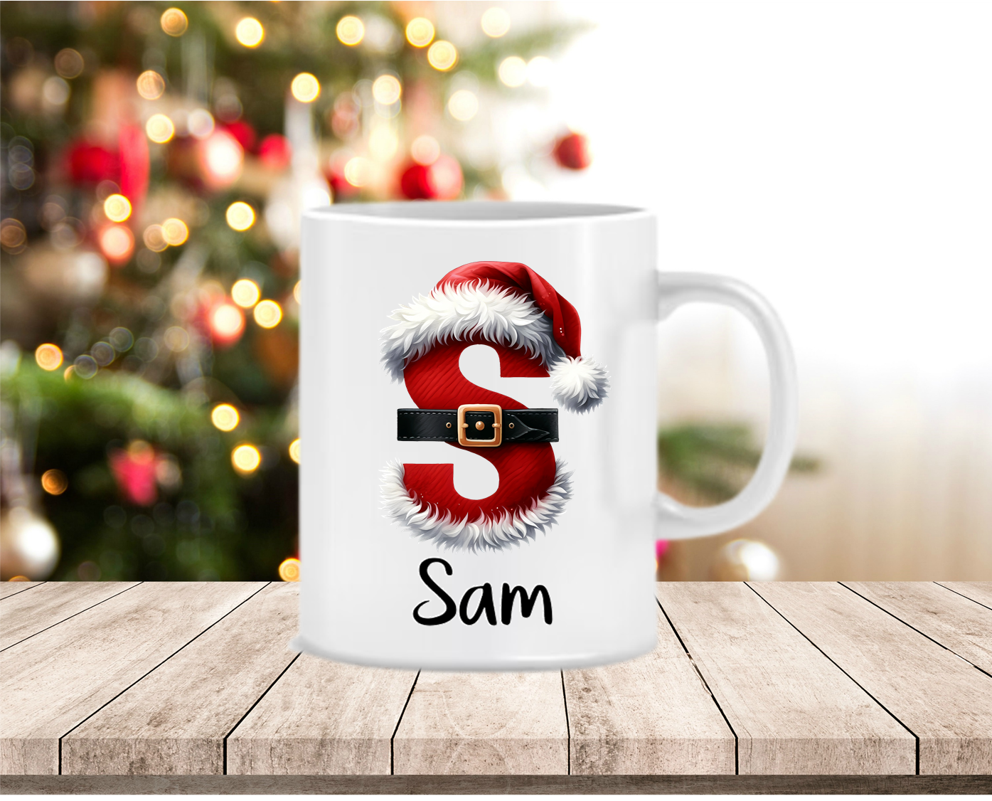 Santa Monogram Personalised Mugs, Ornaments and Bags