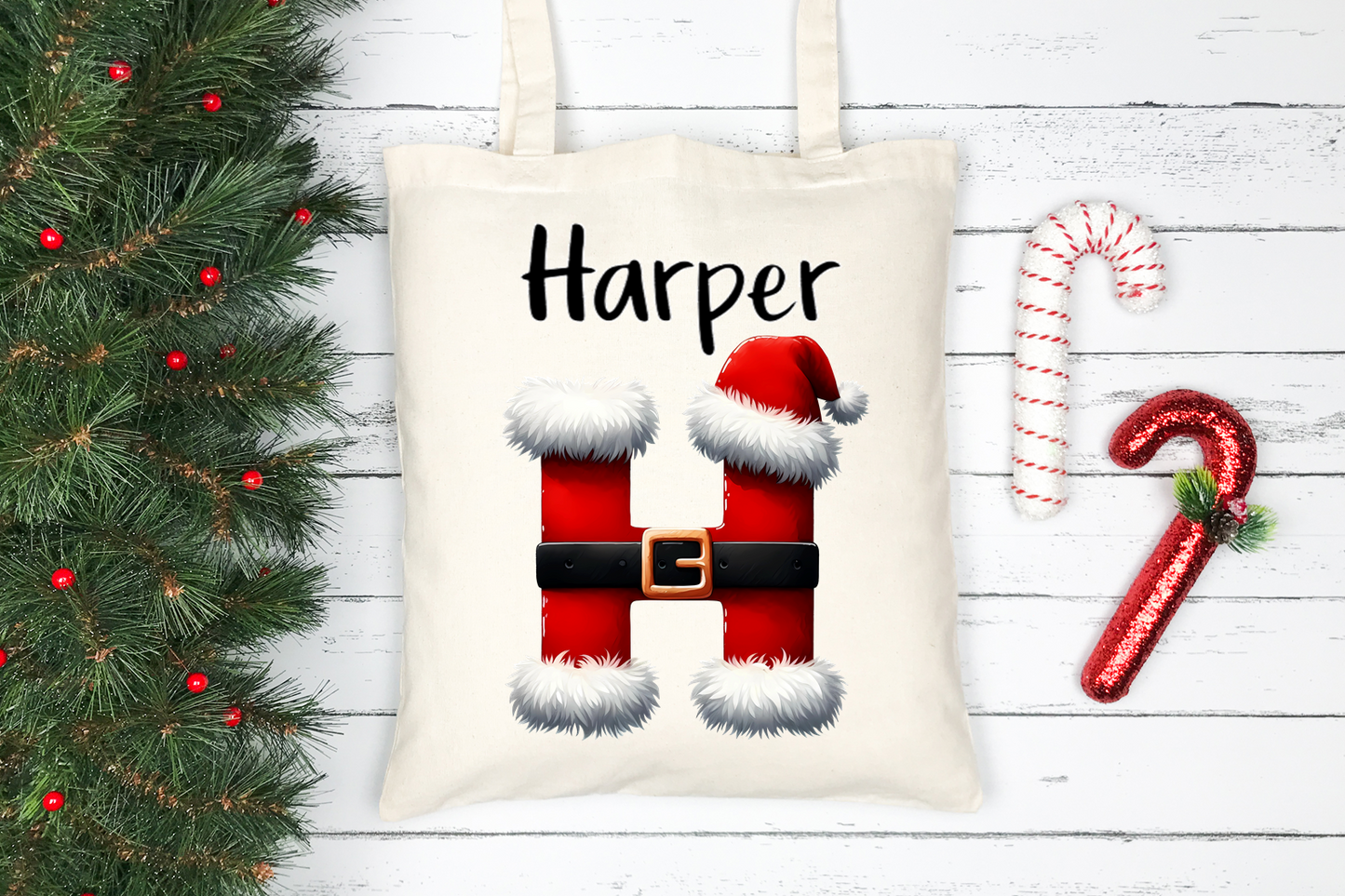Santa Monogram Personalised Mugs, Ornaments and Bags