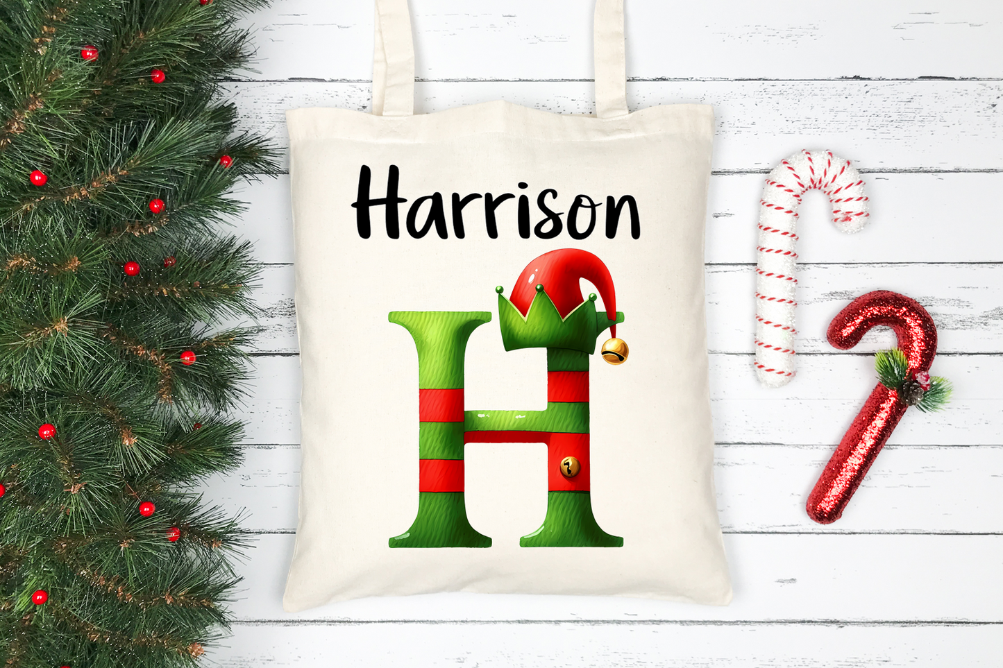 Elf Monogram Personalised Mugs, Ornaments and Bags