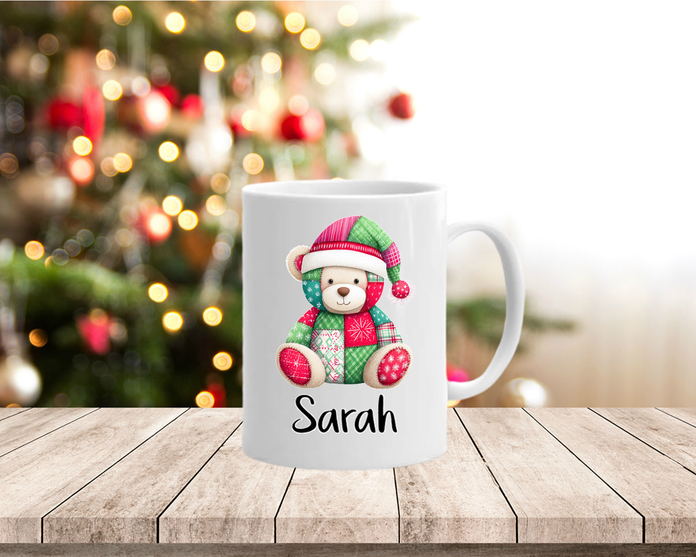 Patchwork Christmas Personalised Mugs, Ornaments and Bags