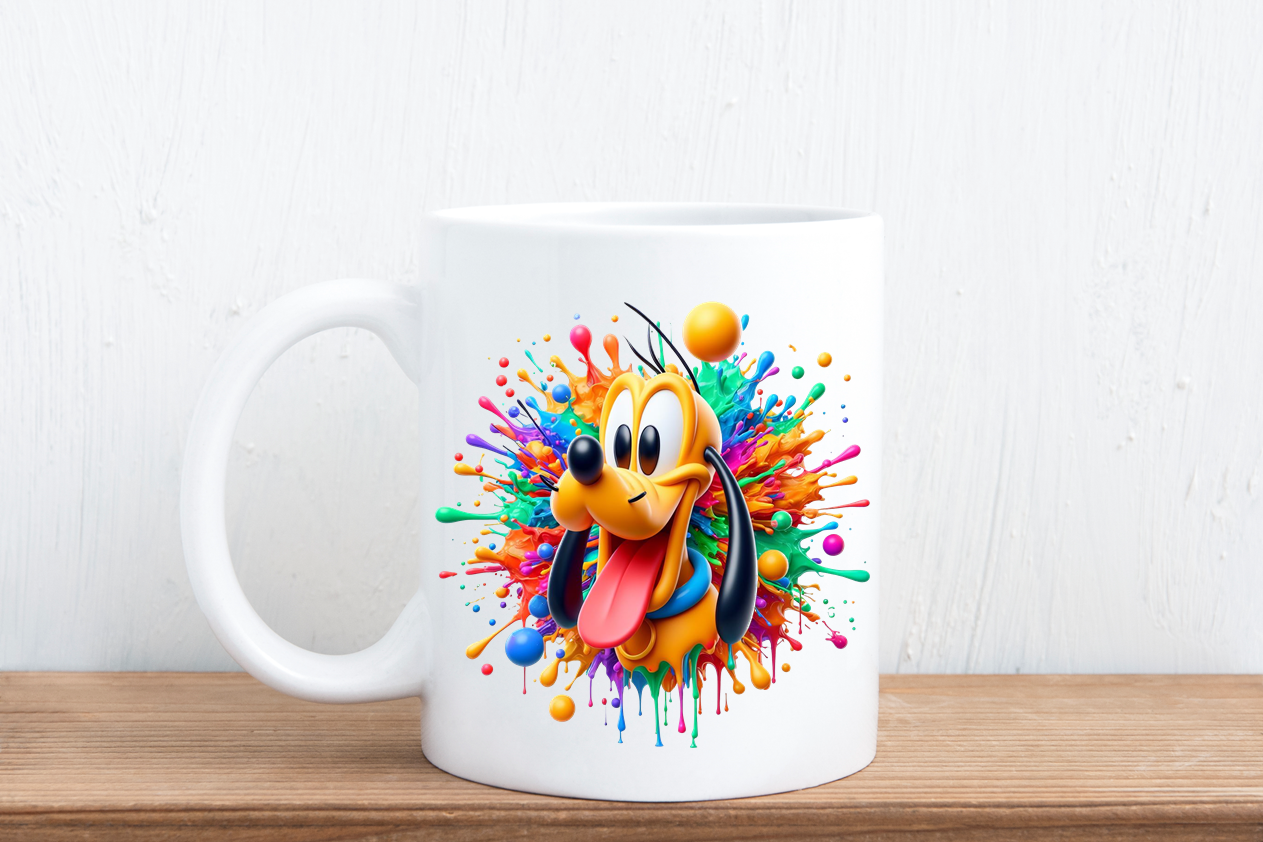 Colour splash cartoon mugs