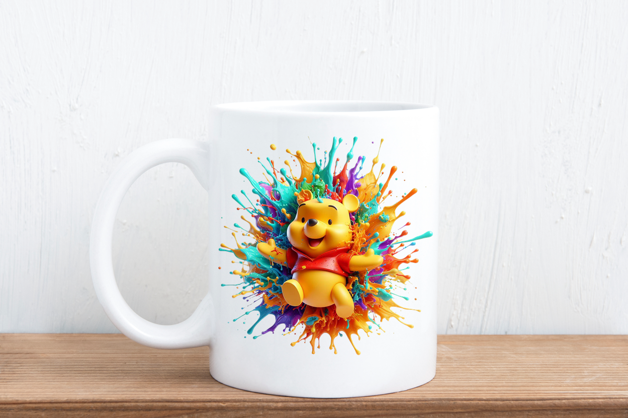 Colour splash cartoon mugs