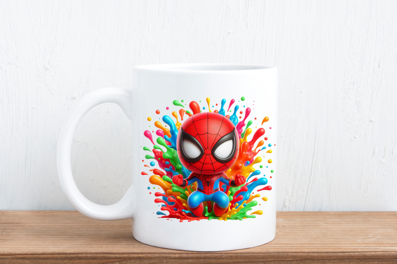 Colour splash cartoon mugs