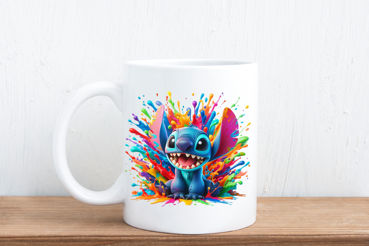 Colour splash cartoon mugs