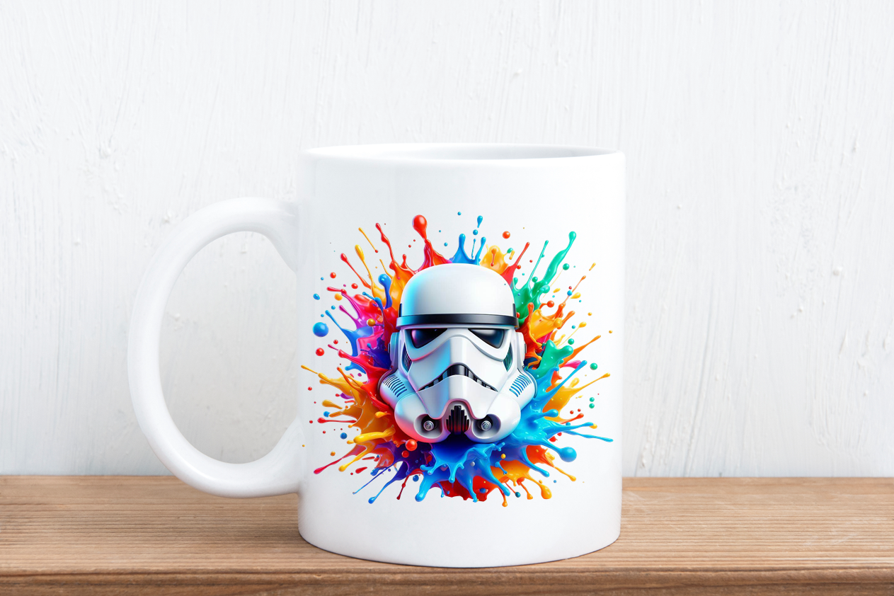 Colour splash cartoon mugs