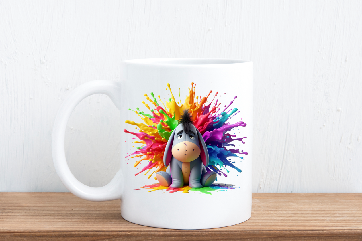 Colour splash cartoon mugs