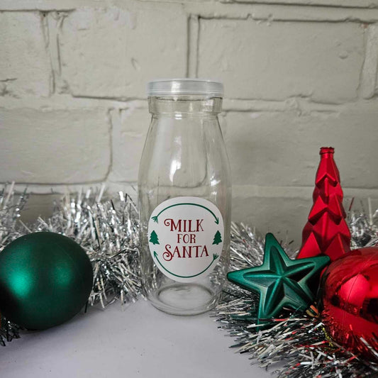 Milk for santa glass bottle