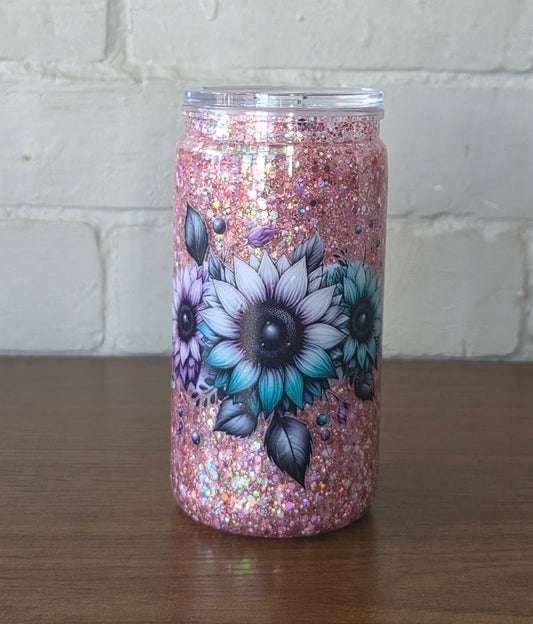 Sunflower 16oz snowglobe tumbler