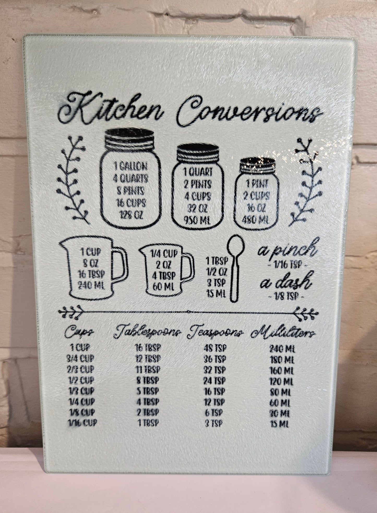 Kitchen conversion glass board